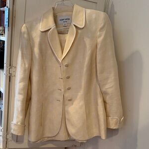 Albert Nipon Ivory Polka Dot Blazer